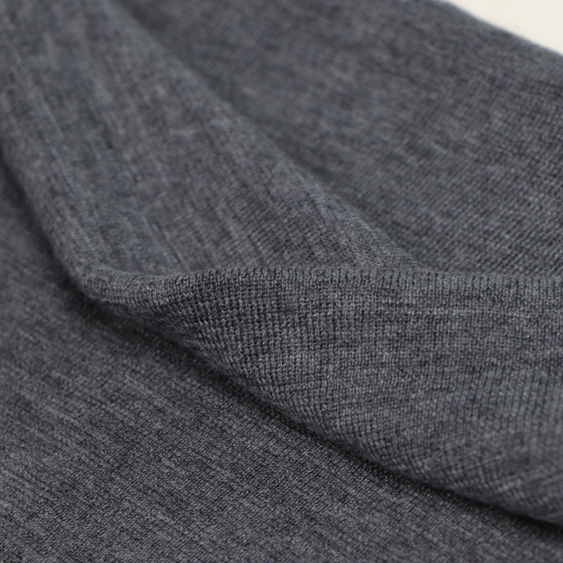 Gray Off Shoulder Long Sleeve Knit Dress Wool