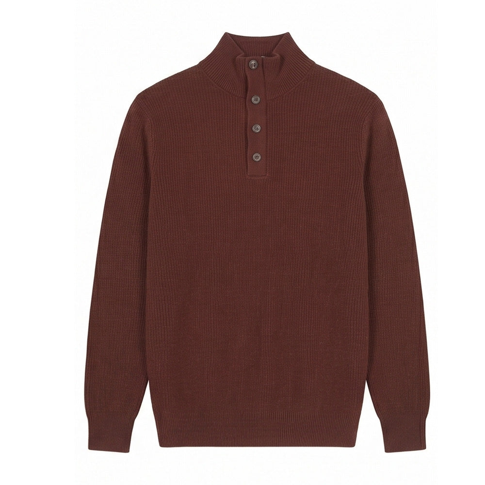 Style 123Men’s – Mock Neck Button Knit Sweater Wholesale Factory Direct