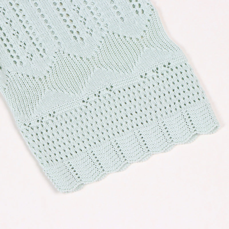 Women's Custom Green Round Neck Short Sleeve Knit Dress | OEM/ODM Knitwear Manufacturer