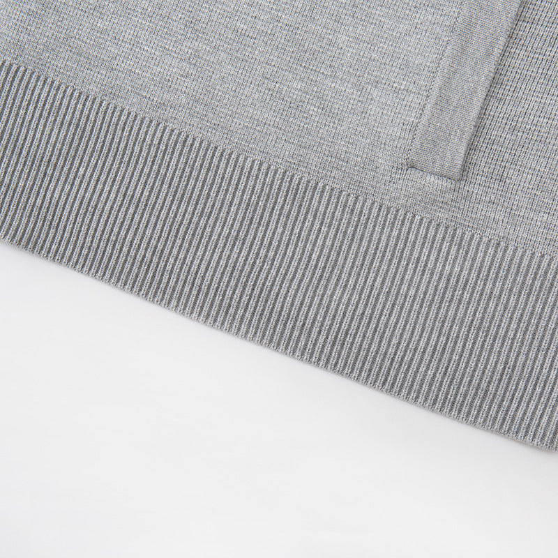 Women's Custom Gray Hooded Long Sleeve Knit Sweater | OEM/ODM Knitwear Manufacturer