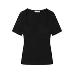 Load image into Gallery viewer, Black Sweetheart Neck Short Sleeve Knit Sweater