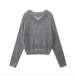 Load image into Gallery viewer, Women's Custom Gray V-Neck Long Sleeve Knit Sweater | OEM/ODM Knitwear Manufacturer