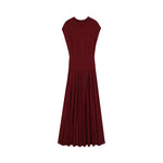 Load image into Gallery viewer, Women's Custom Burgundy Round Neck Short Sleeve Wool Knit Dress | OEM/ODM Knitwear Manufacturer