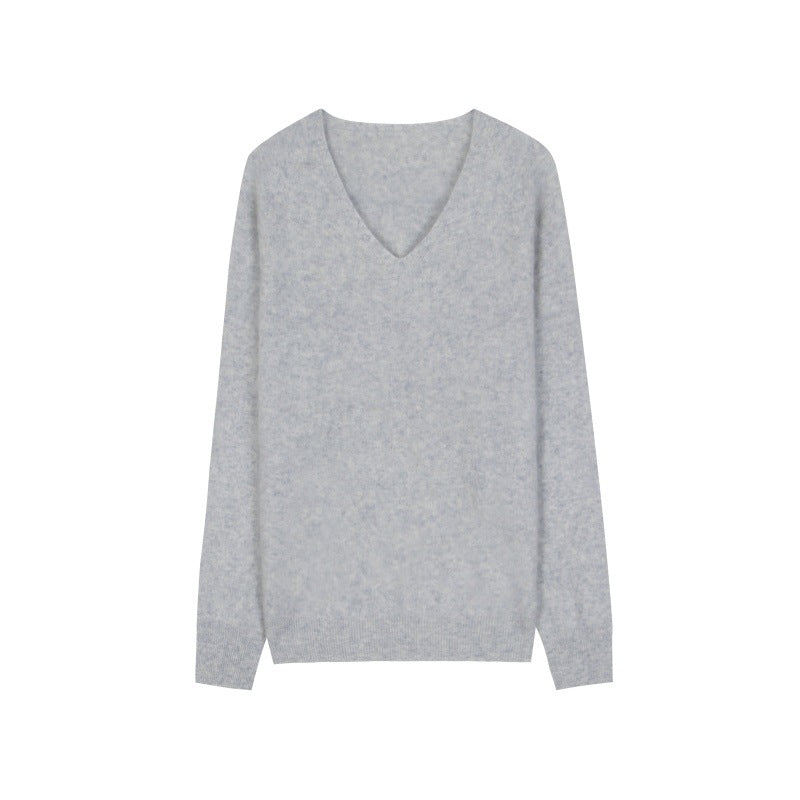Women's Custom Burgundy V-Neck Slim Fit Long Sleeve Wool Knit Sweater | OEM/ODM Knitwear Manufacturer
