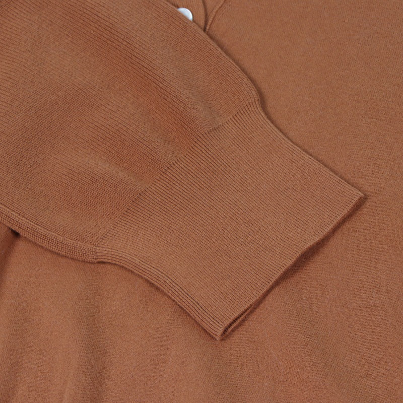 Shirt Collar Long Sleeve Knit Sweater Cotton