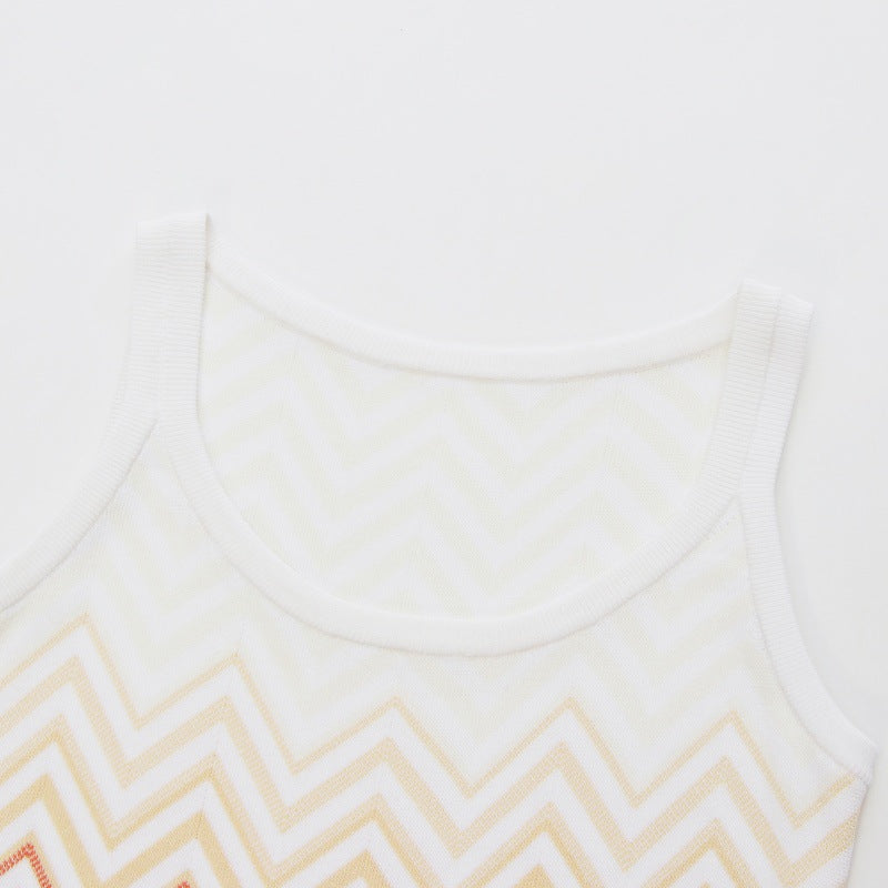 Women's Custom White Sleeveless Knit Top