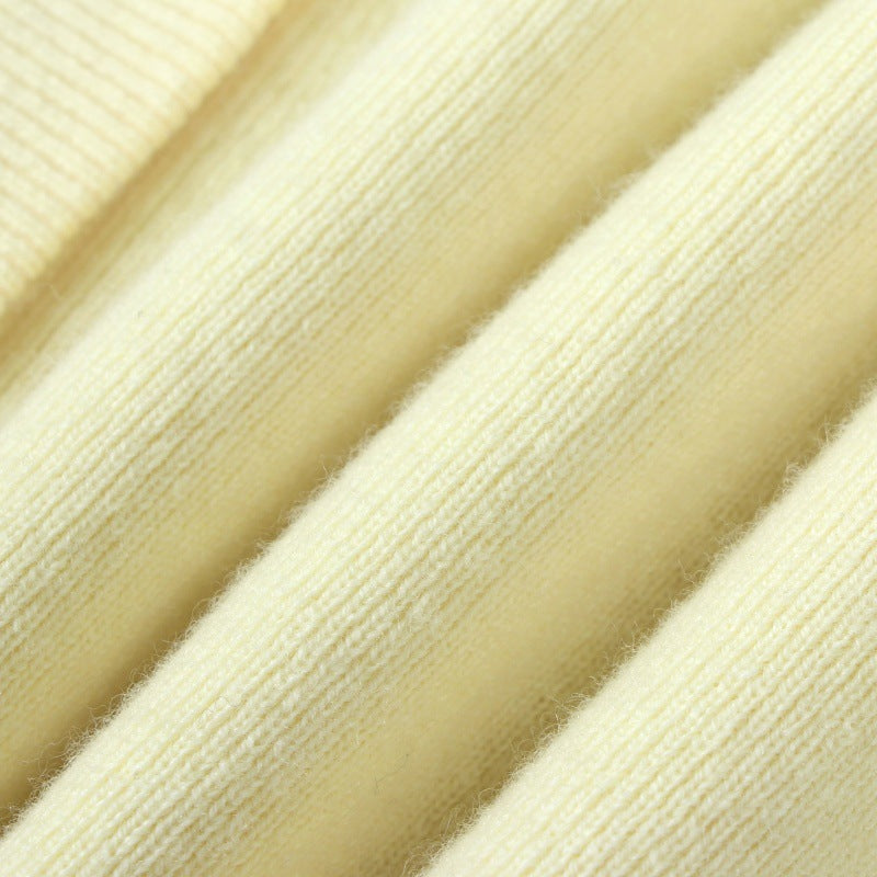 Women's Custom Yellow Round Neck Long Sleeve Wool Knit Sweater | OEM/ODM Knitwear Manufacturer
