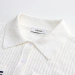 Load image into Gallery viewer, Women's Custom White Polo Collar Short Sleeve Cotton Knit Sweater | OEM/ODM Knitwear Manufacturer