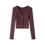 Load image into Gallery viewer, Women's Custom Burgundy V-Neck Long Sleeve Wool Knit Sweater | OEM/ODM Knitwear Manufacturer