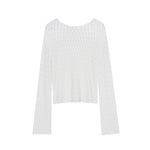 Load image into Gallery viewer, White Round Neck Long Sleeve Knit Sweater Wool