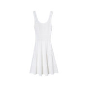 White Round Neck Sleeveless Knit Dress
