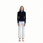 Load image into Gallery viewer, Women's Custom Blue High Neck Long Sleeve Wool Knit Sweater | OEM/ODM Knitwear Manufacturer