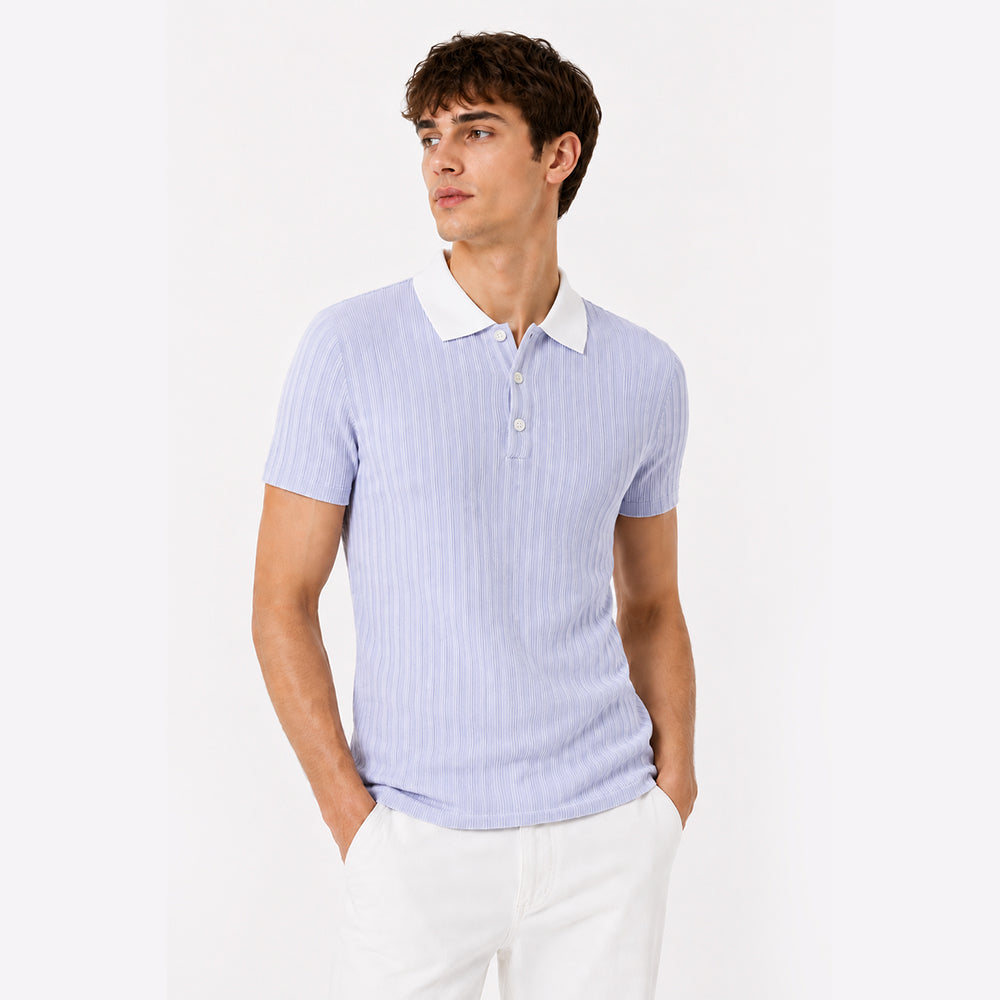 Men's Multicolor Cotton Polo Collar Short Sleeve T-Shirt