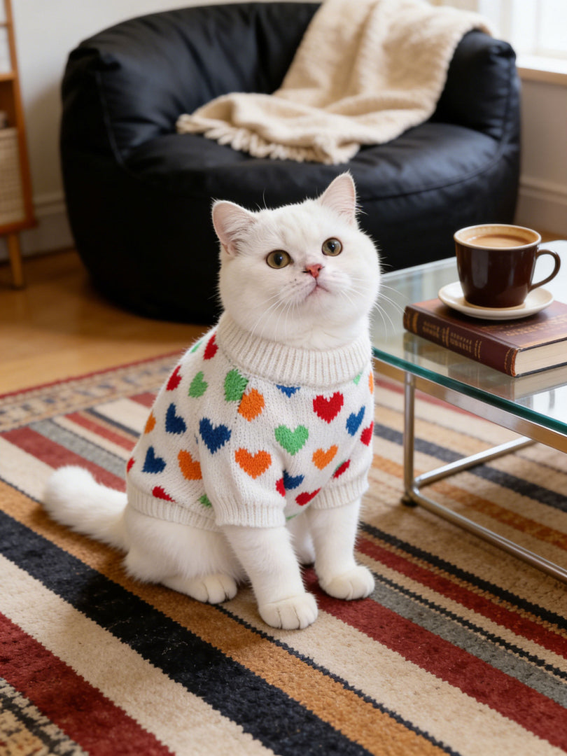 Double-Layer Heart Pattern Pet Sweater | Custom OEM Knitwear