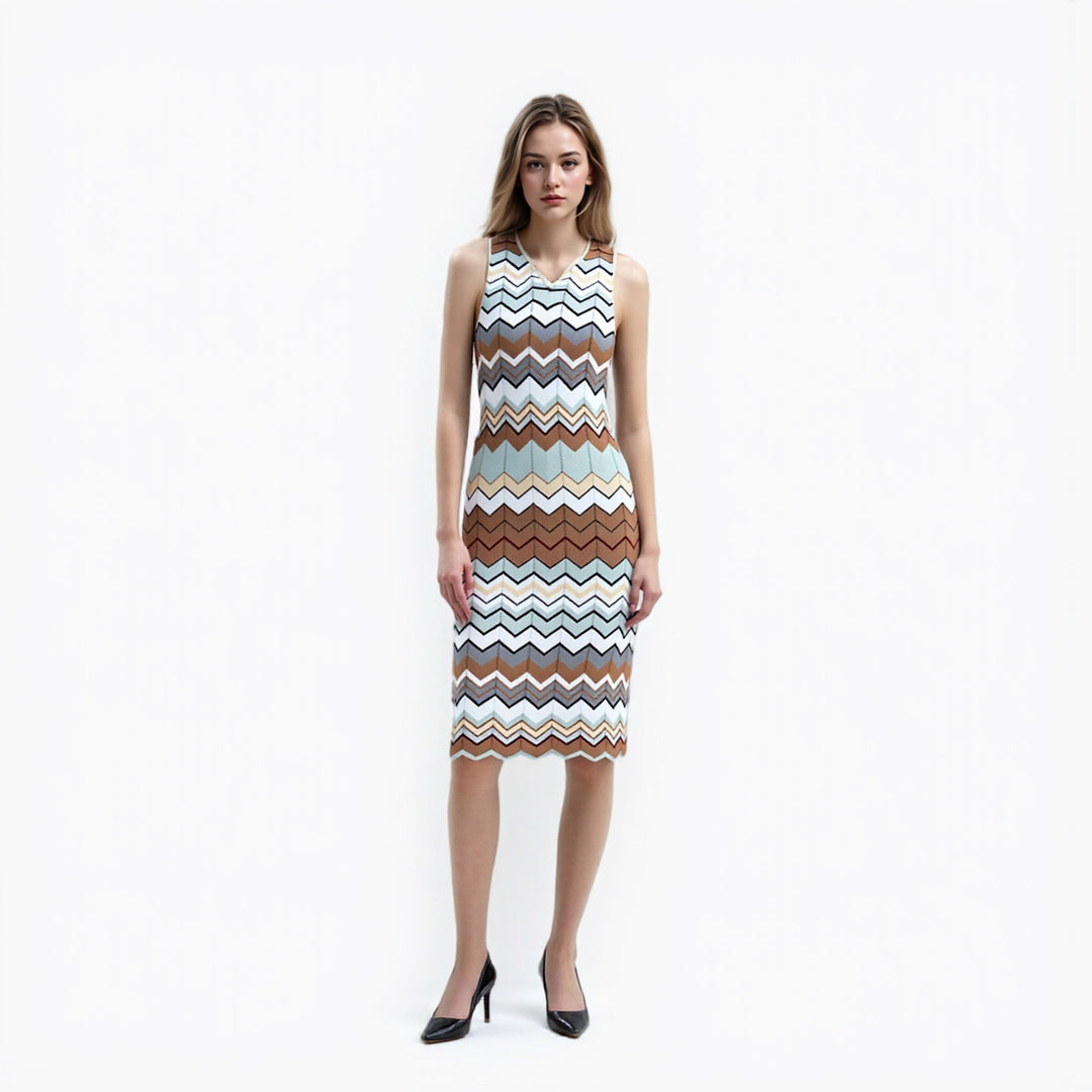 V Neck Sleeveless Knit Dress