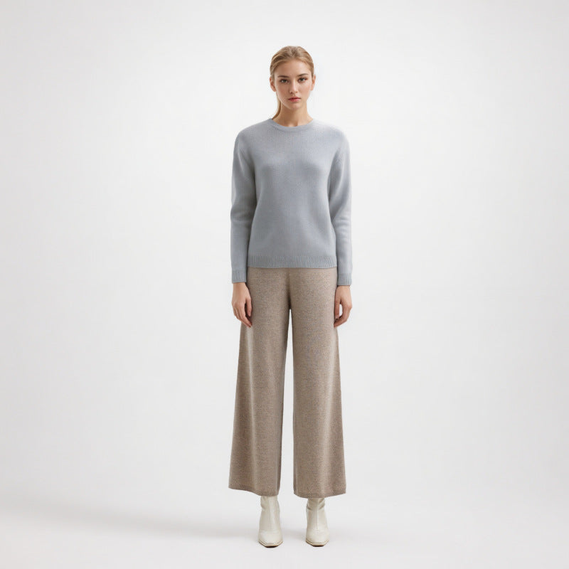Round Neck Knit Sweater Wool