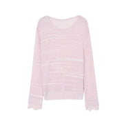 Women's Custom Pink Round Neck Long Sleeve Alpaca Knit Sweater | OEM/ODM Knitwear Manufacturer