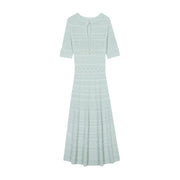 Women's Custom Green Round Neck Short Sleeve Knit Dress | OEM/ODM Knitwear Manufacturer