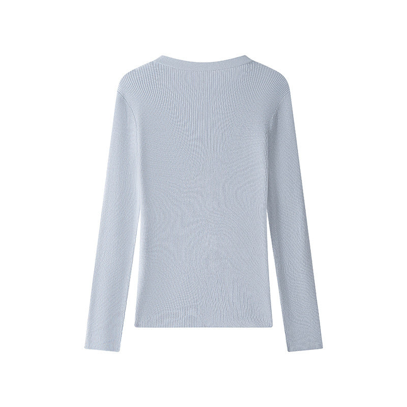 V Neck Long Sleeve Knit Sweater Wool