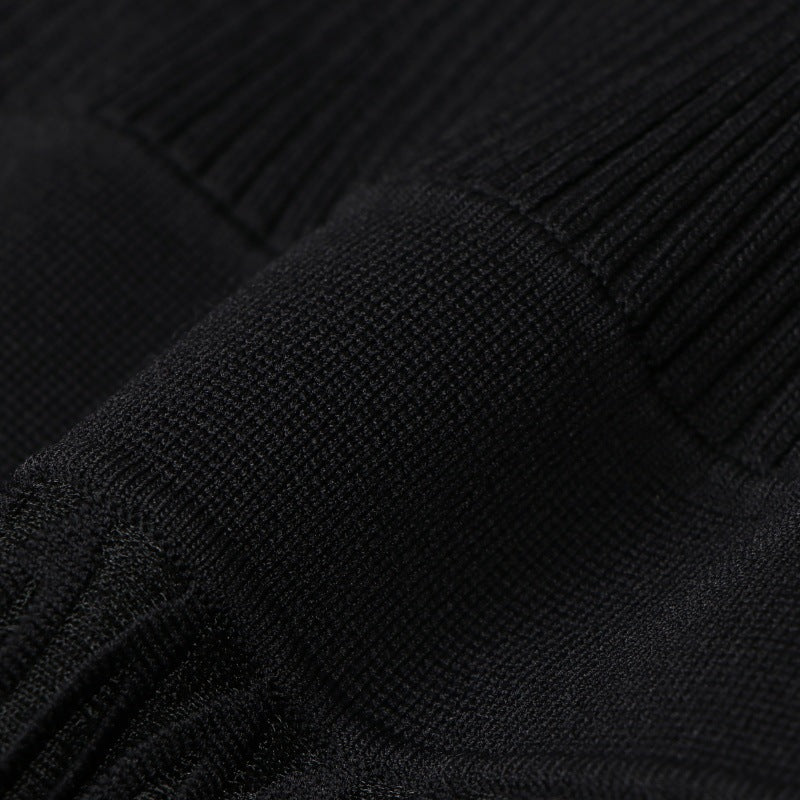 Women's Custom Black V-Neck Sleeveless Knit Dress | OEM/ODM Knitwear Manufacturer