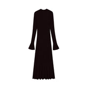 Women's Custom Gray High Neck Long Sleeve Wool Knit Dress | OEM/ODM Knitwear Manufacturer