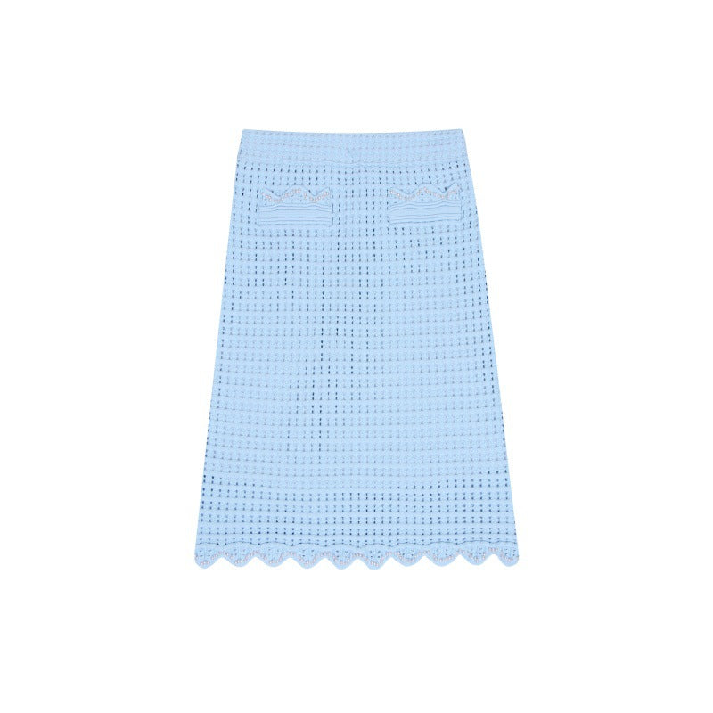 Women's Custom Blue Short Sleeve Knit Top & Pants Set | OEM/ODM Knitwear Manufacturer