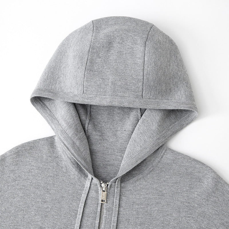 Women's Custom Gray Hooded Long Sleeve Knit Sweater | OEM/ODM Knitwear Manufacturer