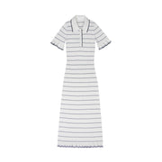 Women's Custom White Lapel Short Sleeve Knit Dress | OEM/ODM Knitwear Manufacturer