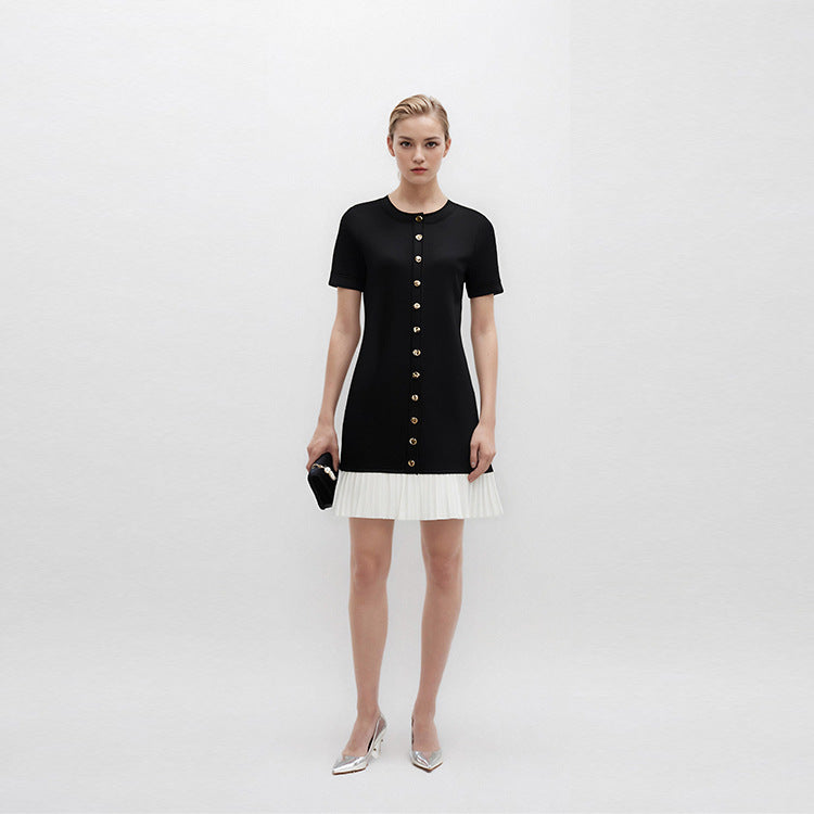 Women's Custom Round Neck Short Sleeve Knit Dress | OEM/ODM Knitwear Manufacturer