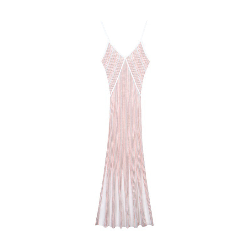 V Neck Sleeveless Knit Dress Tencel