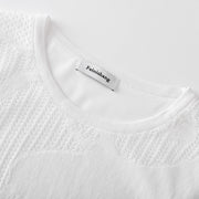 White Round Neck Long Sleeve Midi Length