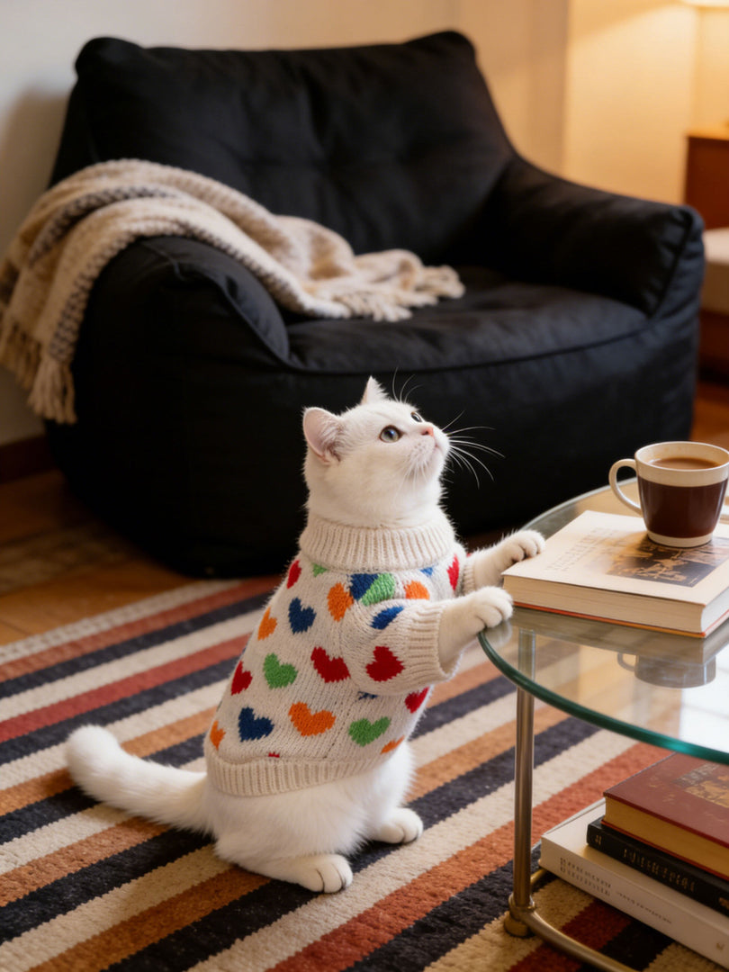 Double-Layer Heart Pattern Pet Sweater | Custom OEM Knitwear