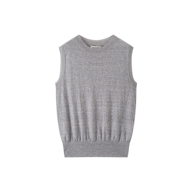 Women's Custom Pink Round Neck Sleeveless Wool Knit Vest | OEM/ODM Knitwear Manufacturer