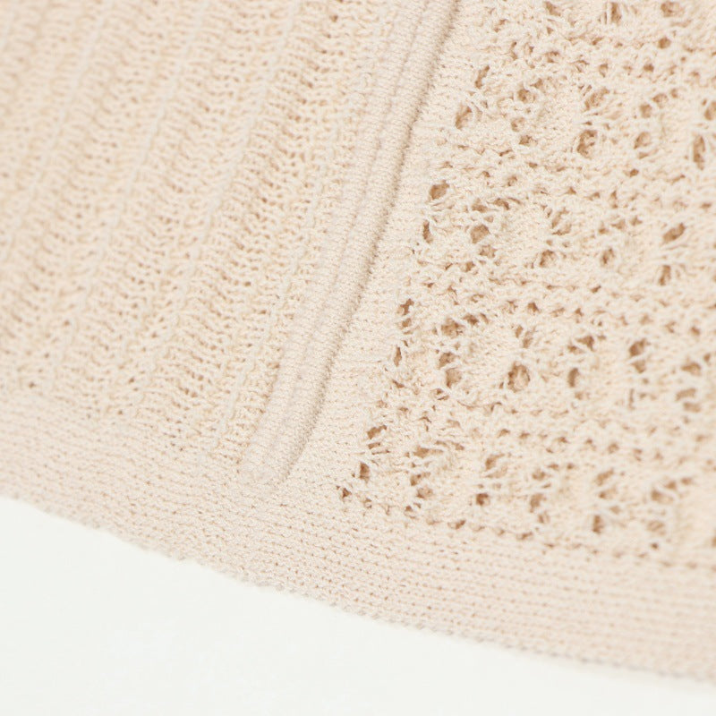 Women's Custom Beige Sleeveless Spaghetti Strap Knit Dress | OEM/ODM Knitwear Manufacturer