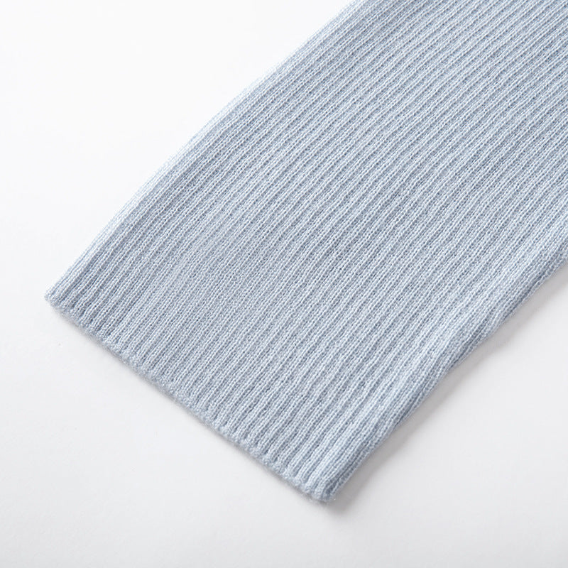 V Neck Long Sleeve Knit Sweater Wool