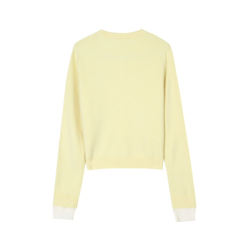 Women's Custom Yellow Round Neck Long Sleeve Wool Knit Sweater | OEM/ODM Knitwear Manufacturer