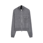 Load image into Gallery viewer, Gray Lapel Long Sleeve Knit Sweater Wool