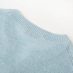 Load image into Gallery viewer, Women's Custom Blue V-Neck Short Sleeve Wool Knit Sweater | OEM/ODM Knitwear Manufacturer