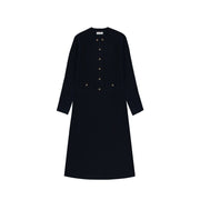 Women's Custom Blue Round Neck Long Sleeve Knit Dress | OEM/ODM Knitwear Manufacturer