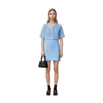 Load image into Gallery viewer, Women's Custom Blue Short Sleeve Knit Top &amp; Pants Set | OEM/ODM Knitwear Manufacturer