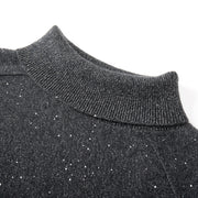 Women's Custom Black High Neck Long Sleeve Cashmere Knit Sweater | OEM/ODM Knitwear Manufacturer