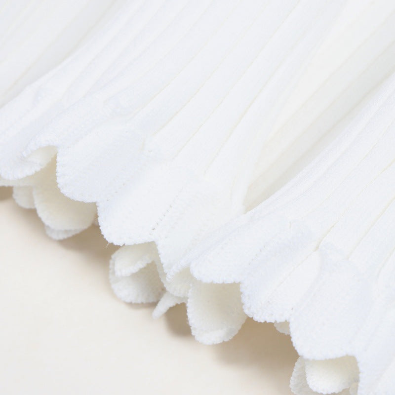 White Round Neck Sleeveless Knit Dress
