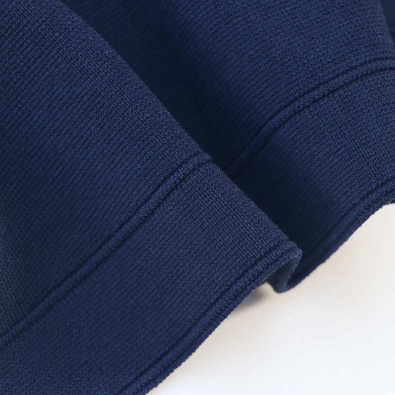 Women's Custom Blue Round Neck Long Sleeve Knit Dress | OEM/ODM Knitwear Manufacturer