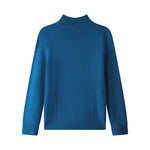 Load image into Gallery viewer, Women's Custom Blue Round Neck Long Sleeve Wool Knit Sweater | OEM/ODM Knitwear Manufacturer