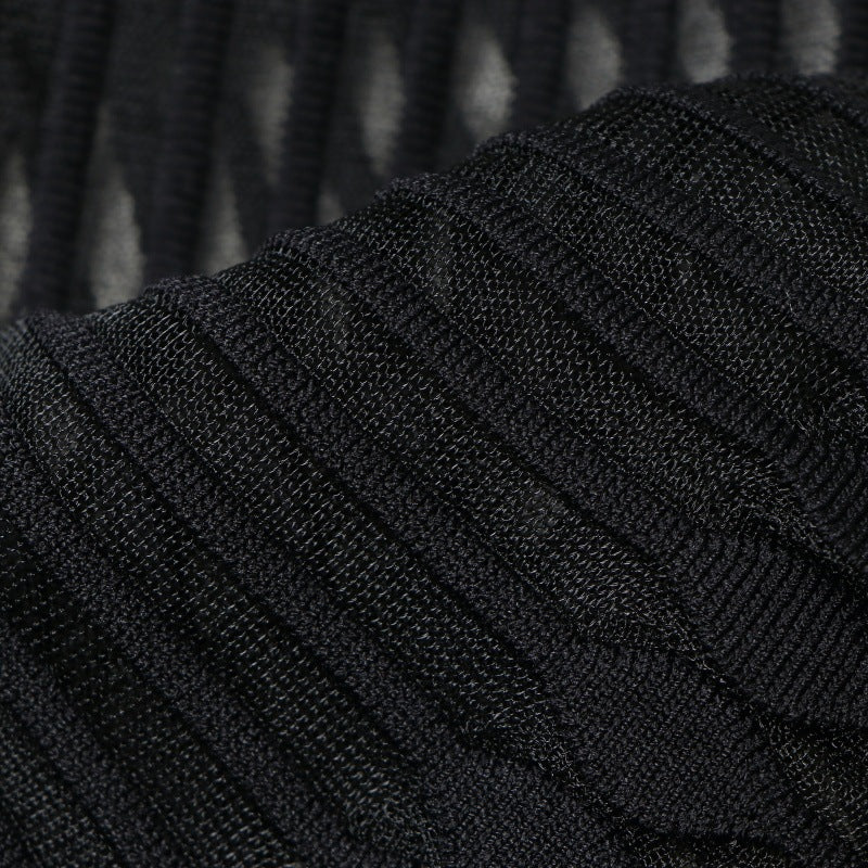 Women's Custom Black V-Neck Sleeveless Knit Dress | OEM/ODM Knitwear Manufacturer