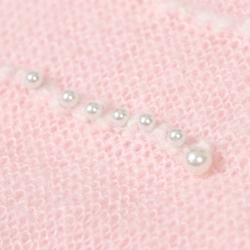 Women's Custom Pink Round Neck Long Sleeve Alpaca Knit Sweater | OEM/ODM Knitwear Manufacturer