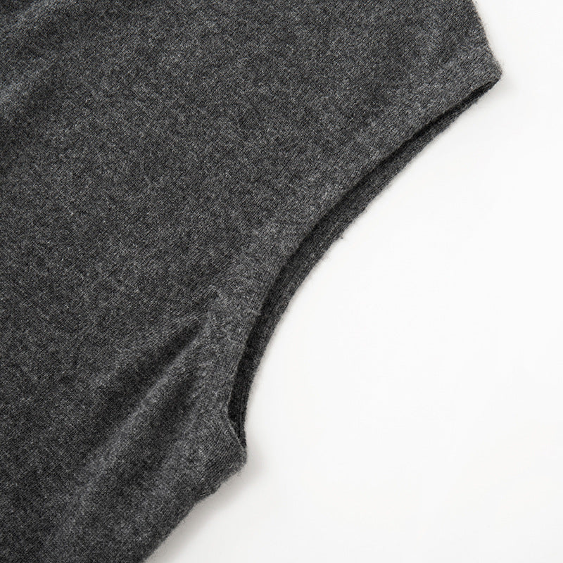 Women's Custom Gray Round Neck Sleeveless Wool Knit Sweater | OEM/ODM Knitwear Manufacturer