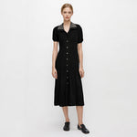 Load image into Gallery viewer, Women's Custom Black Lapel Short Sleeve Knit Dress | OEM/ODM Knitwear Manufacturer