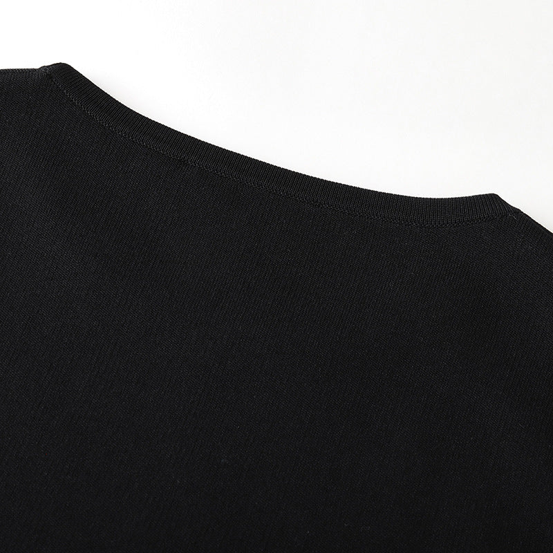 Black Round Neck Sleeveless Knit Skirt