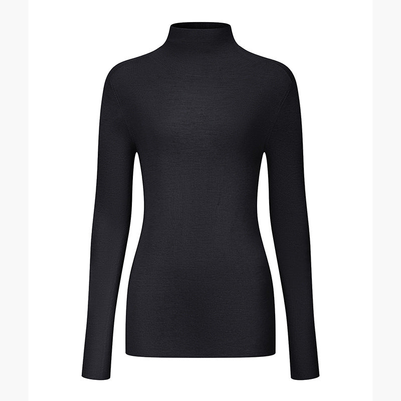 High Neck Long Sleeve Knit Sweater Wool